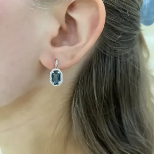 Pendientes Topacio Geometría Perfecta - Pendientes de Piedras Azul 2