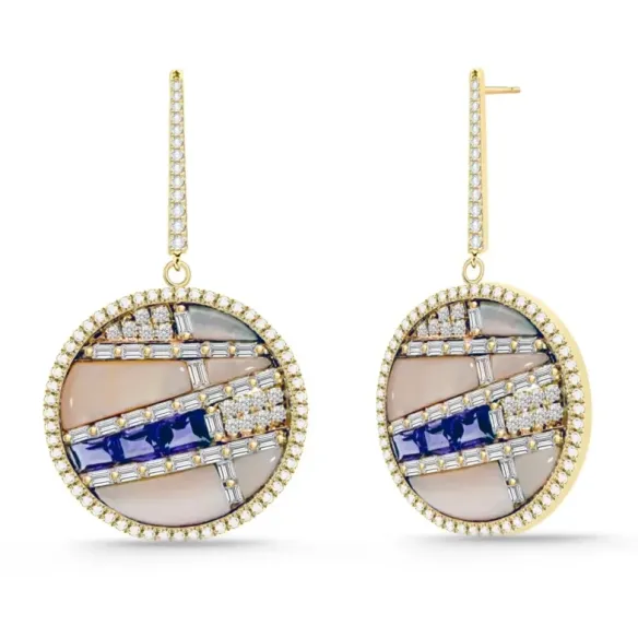 Pendientes Sol Naciente Oro Rosa - Pendientes Otras Piedras de Colores