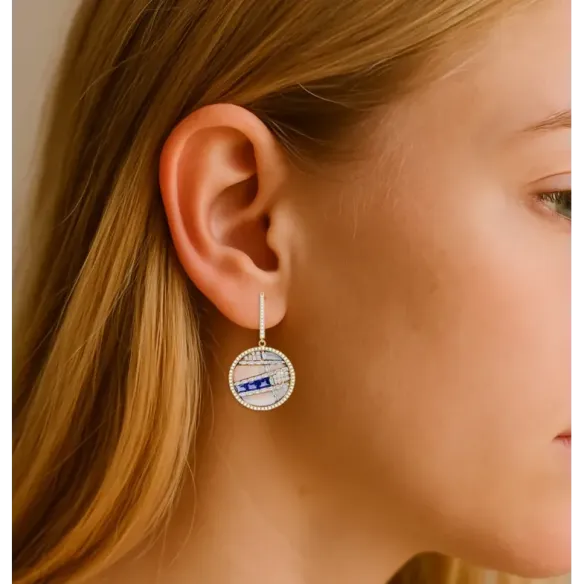 Pendientes Sol Naciente Oro Rosa - Boucles d'oreilles autres pierres colorées