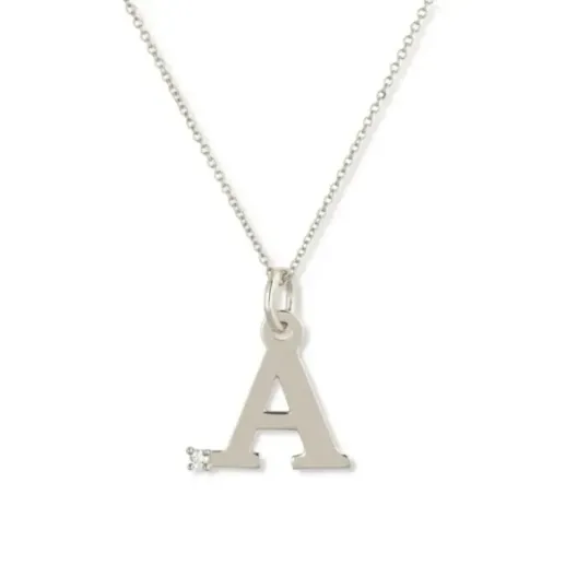 Collar Inicial A Dot Diamond - Initial Gold Diamond Letters