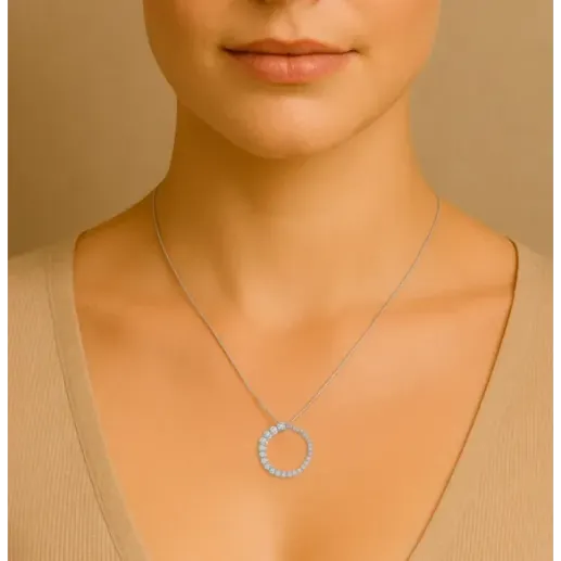 Solstice Riviere Tapered Circle Necklace - Diamond Necklaces 2