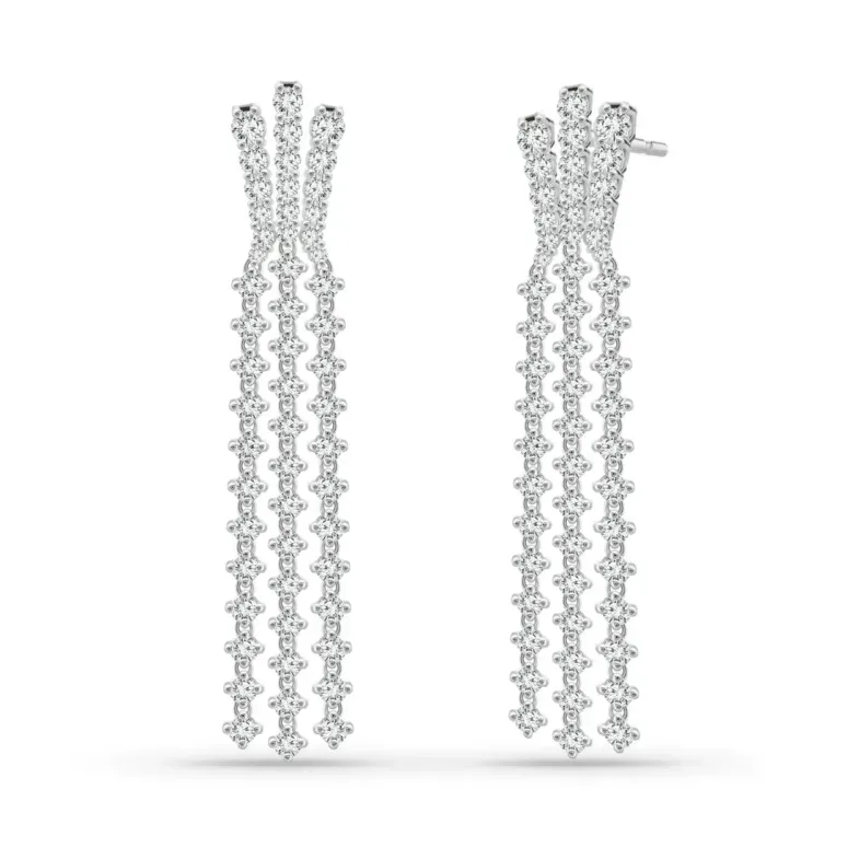 Pendientes Diamantes Triple Riviere Constelación - Boucles d'oreilles en diamant