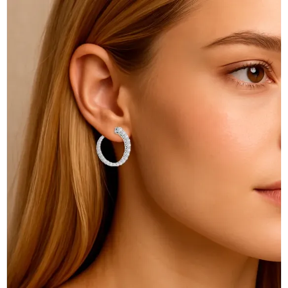 Solstice Riviere Tapered Circle Earrings - Diamond Earrings