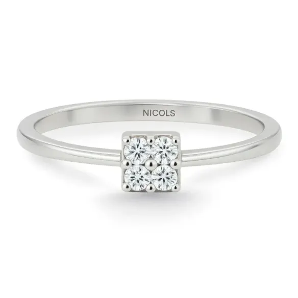 Anillo Mumite Oro Blanco Diamantes 0,05 Ct - Talla Brillante