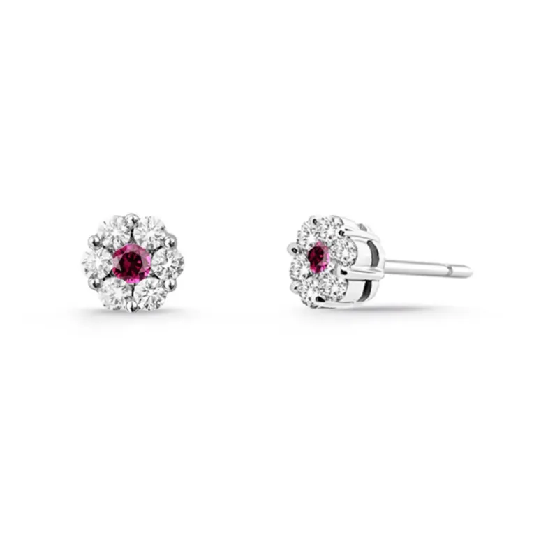 Camelia Spot Ruby and Diamond Earrings - sleepy