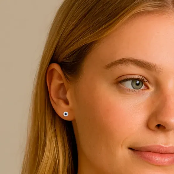 Camelia Spot Diamond and Sapphire Earrings - sleepy