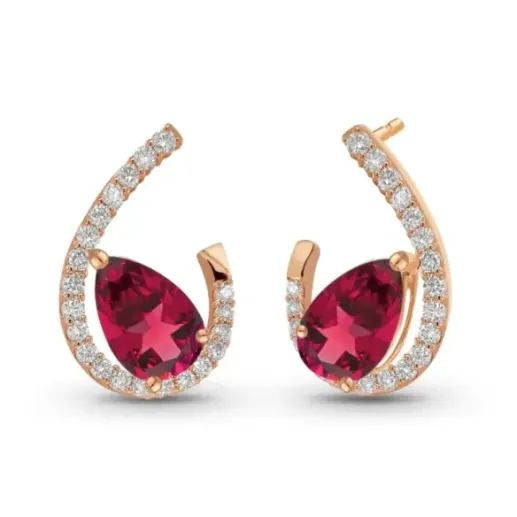 Pendientes Onda Rubíes talla pera - Rubi-Ohrringe