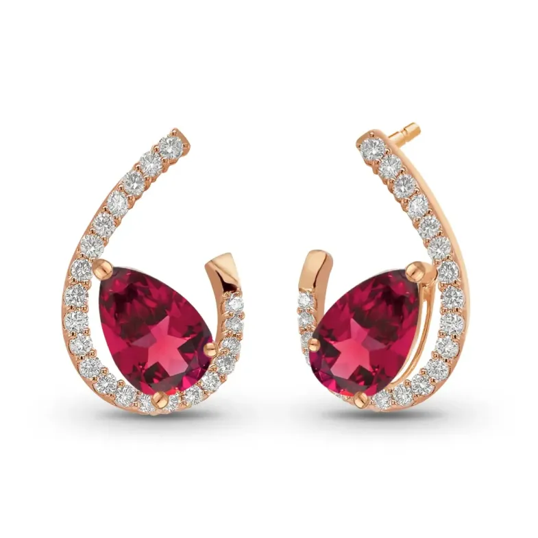 Pendientes Onda Rubíes talla pera - Orecchini di rubi