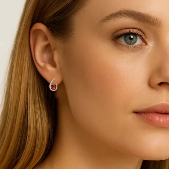 Pendientes Onda Rubíes talla pera - Orecchini di rubi