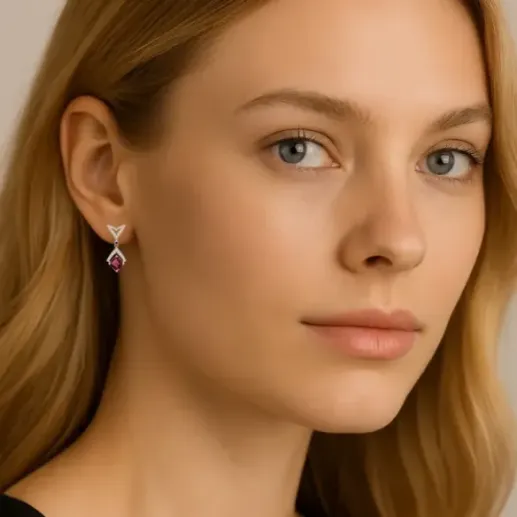 Pendientes Diamantes Red Carpet 1980 - Pendientes de Piedras Roja 2