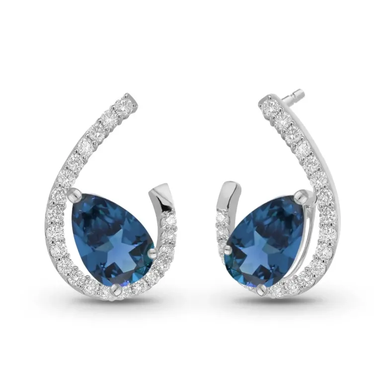 Pendientes Onda Zafiros talla pera - Brincos de safira