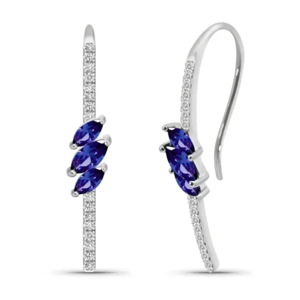 Pendientes Zafiro Marquise Monaquela - Boucles d'oreilles saphir