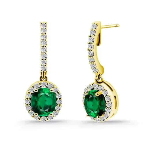 Sunset Emerald and Diamond Earrings 1.00 Carat - Emerald Earrings