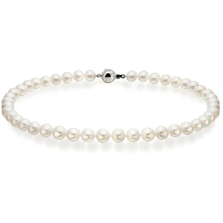 9-9.5mm Natural Cultured Akoya Pearls and Diamonds Necklace - Pearl necklaces