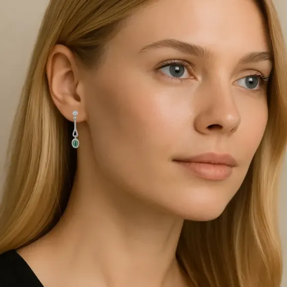 Pendientes Diamantes Esmeralda Royal Jewels - Boucles d'oreilles émeraude