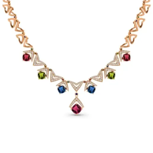 Collar oro rosa diamantes, rubí y otras piedras Red Carpet - Alta Joyería