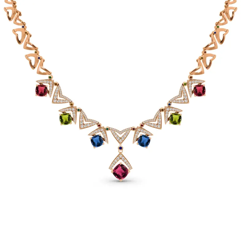 Collar oro rosa diamantes, rubí y otras piedras Red Carpet - Alta Joyería