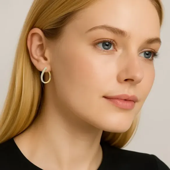 Pendientes Aro oval Diamantes 0.98ct. - aros