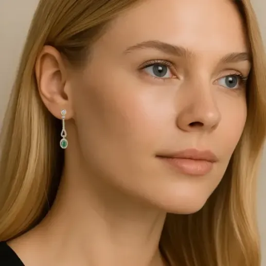 Pendientes Diamantes Esmeralda Royal Jewels - Pendientes de Esmeraldas 2