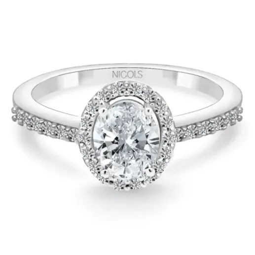 Anillo Diamante Oval 0.50 Sunset Oro Blanco - roseira