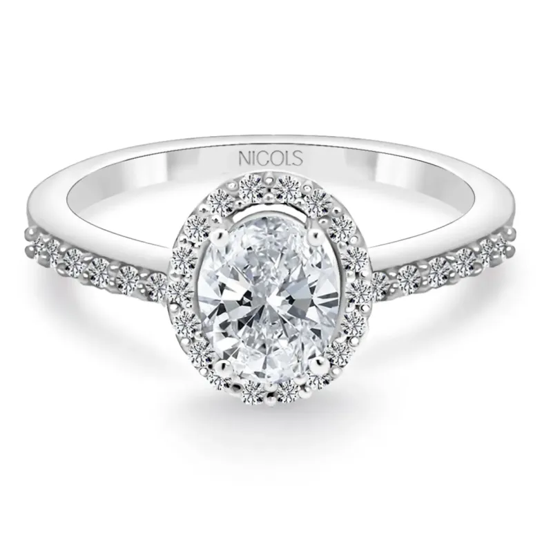 Anillo Diamante Oval 0.50 Sunset Oro Blanco - rosetta