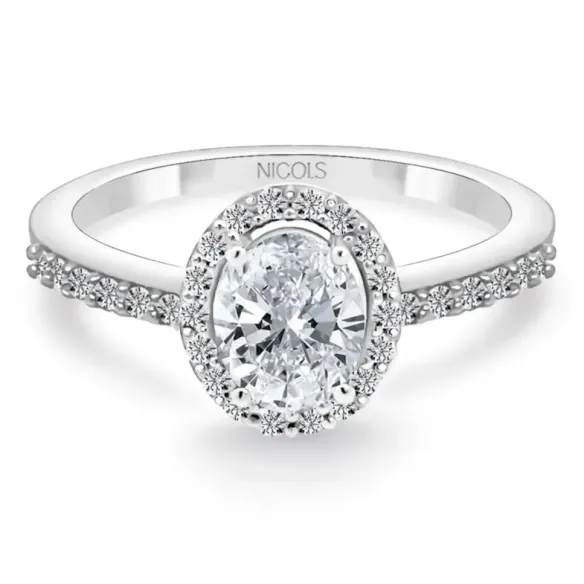 Anillo Diamante Oval 0.50 Sunset Oro Blanco - rosetta