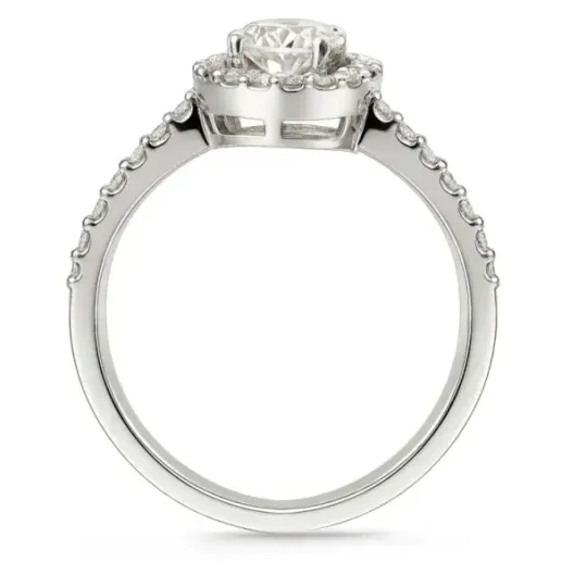 Anillo Diamante Oval 0.50 Sunset Oro Blanco - rosetón 2