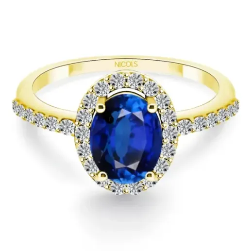 Anillo Zafiro Oro Amarillo Dalia Sunset 1.20Ct y Brillantes - Compromisso de aniversário de anéis