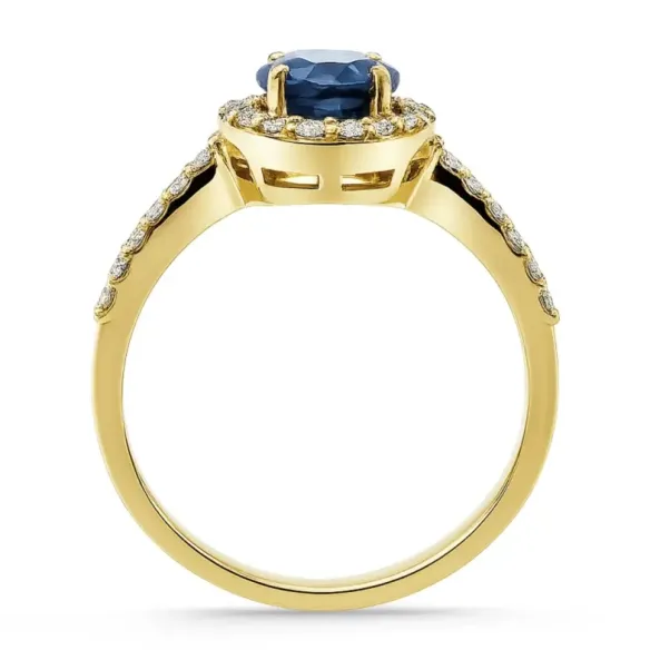 Anillo Zafiro Oro Amarillo Dalia Sunset 1.20Ct y Brillantes - Jubiläums Verlobungsringe
