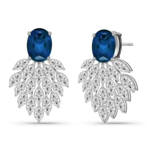 Pendientes Zafiro y Diamante Carnival - Brincos de safira