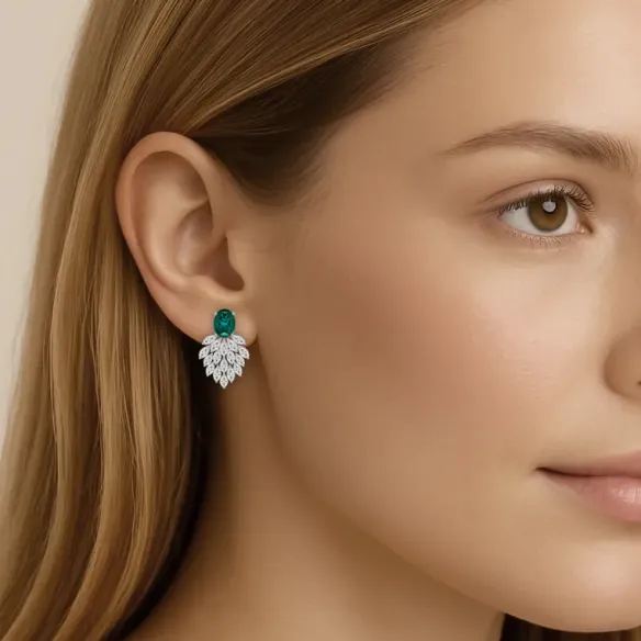 Pendientes Esmeraldas y Diamante Carnival - Pendientes de Zafiro