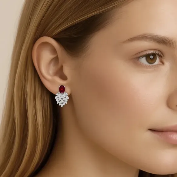 Pendientes Rubí y Diamante Carnival - Rubi-Ohrringe