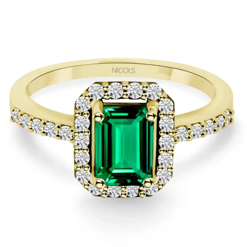 Anillo Esmeralda Sunset Rectangle Oro Amarillo - Anillos de Compromiso Verde