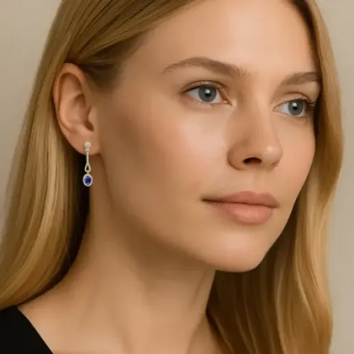 Pendientes Diamantes Esmeralda Royal Jewels - Pendientes de Zafiro 2