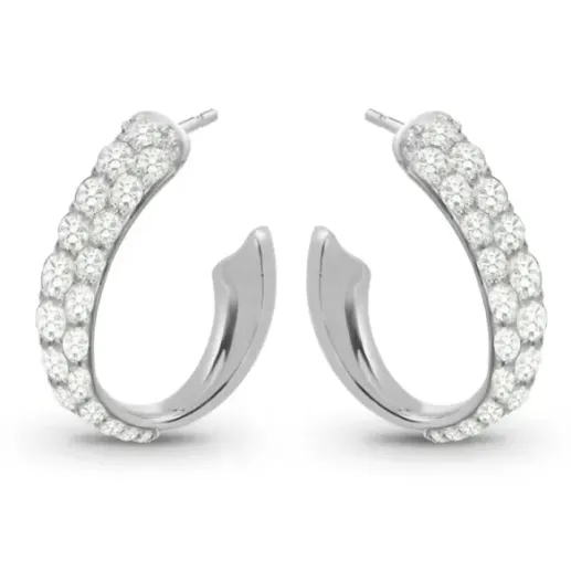 Pendientes Aro oval Diamantes 0.75 ct. Oro Blanco - aros