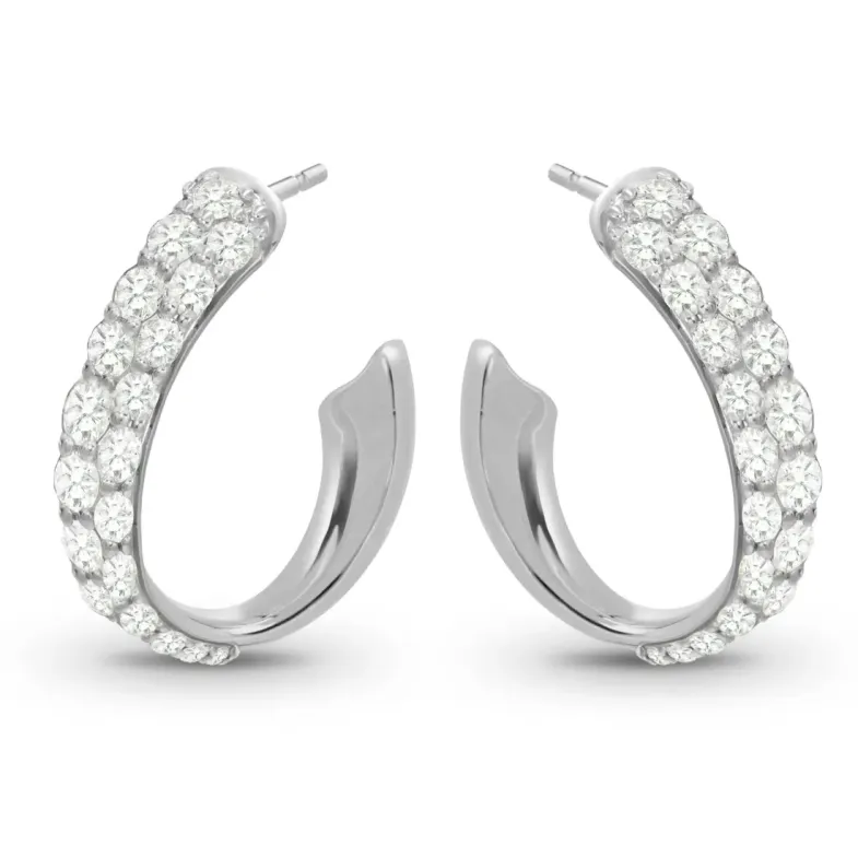Pendientes Aro oval Diamantes 0.75 ct. Oro Blanco - aros
