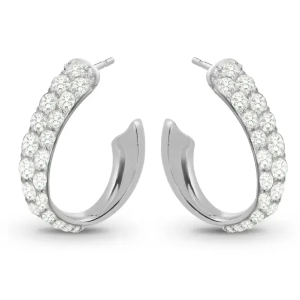 Pendientes Aro oval Diamantes 0.75 ct. Oro Blanco - almofadas
