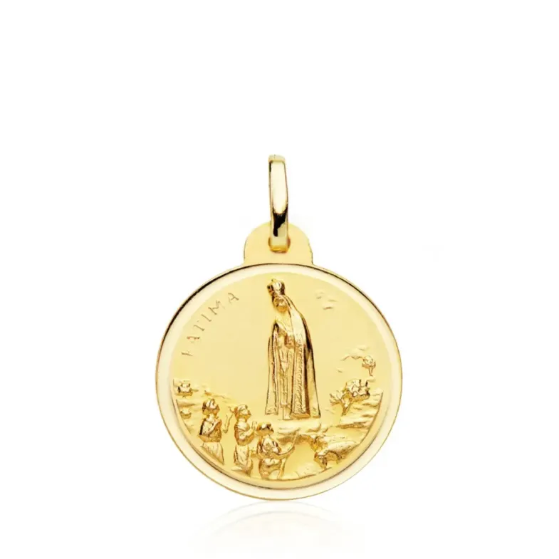 Medalla 20Mm Virgen Fátima Bisel Liso 18K - Jungfrau-Medaillen
