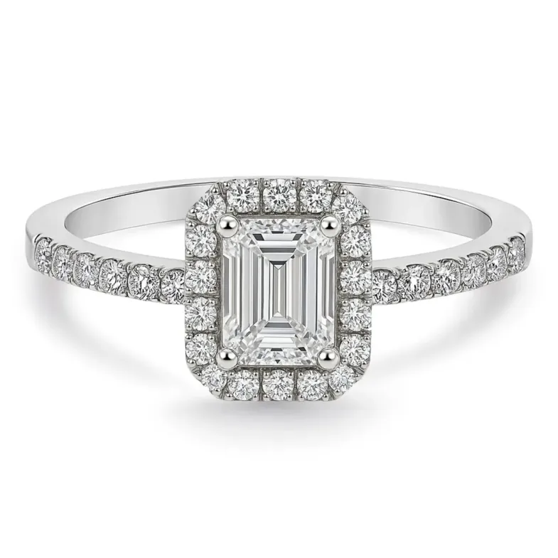 Anillo Compromiso Diamante 0.50 Talla Esmeralda Alice - Talla Esmeralda