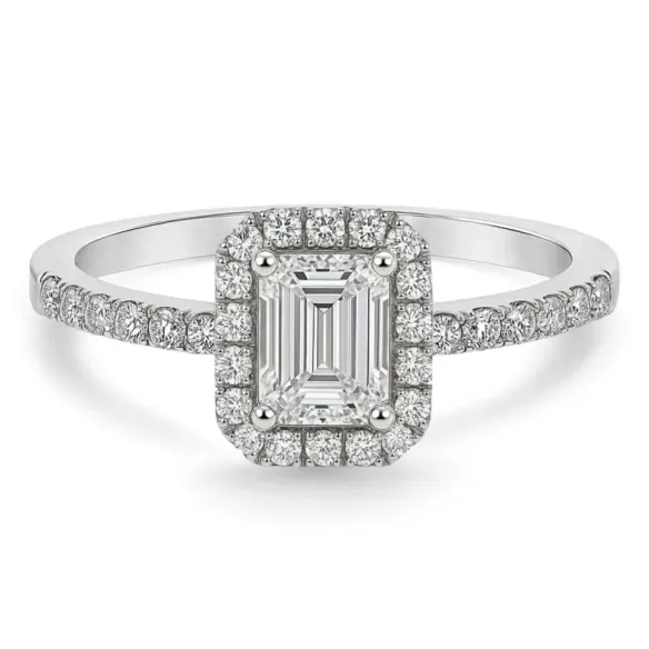 Anillo Compromiso Diamante 0.50 Talla Esmeralda Alice - Talla Esmeralda