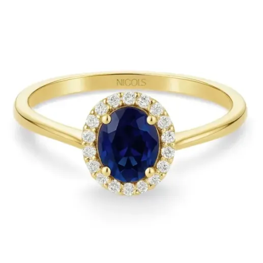 Anillo Zafiro Dalia Sunset 1.00Ct Oro Amarillo - Anillos de Compromiso Azul