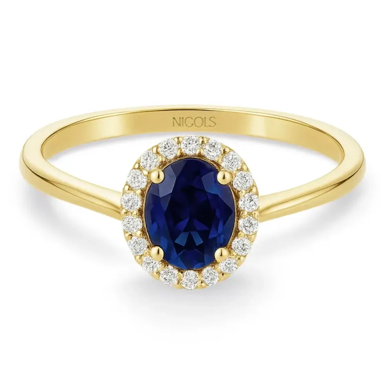 Anillo Zafiro Dalia Sunset 1.00Ct Oro Amarillo - Anillos de Compromiso Azul
