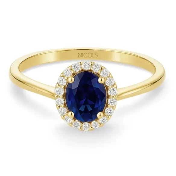 Anillo Zafiro Dalia Sunset 1.00Ct Oro Amarillo - Anillos de Compromiso Azul