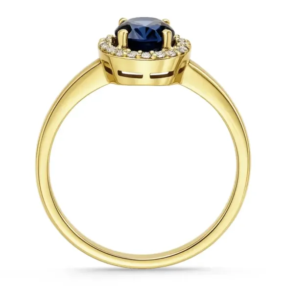 Anillo Zafiro Dalia Sunset 1.00Ct Oro Amarillo - Anillos de Compromiso Azul