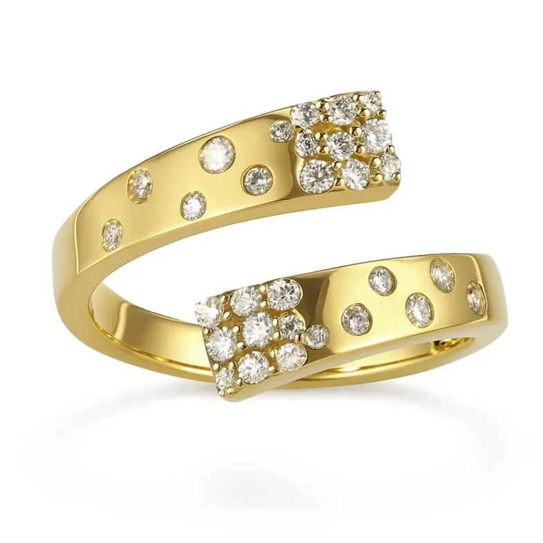 Firmamento Pastilla Square Toi et Moi Diamond Ring in Yellow Gold - Brilliant Cut