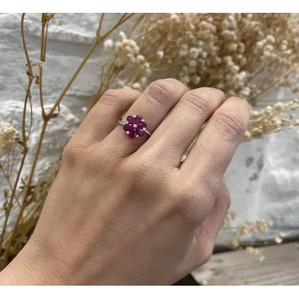 Mini-Details-Blumenring - Rubinringe