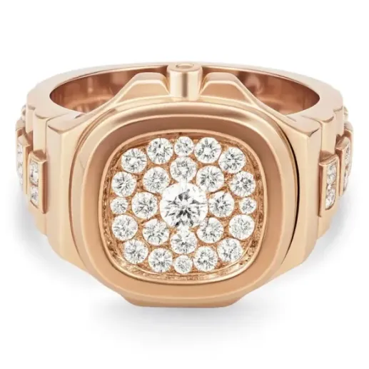 Anillo Or D Reloj Pave Forma TV - Talla Brillante