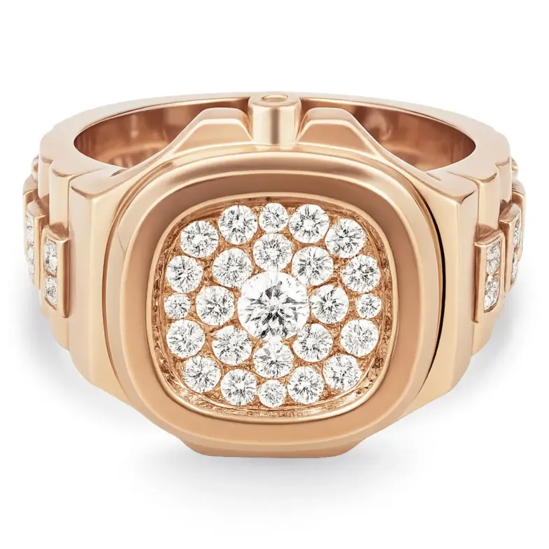 Anillo Or D Reloj Pave Forma TV - Talla Brillante
