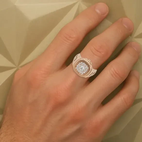 Anillo Or D Reloj Pave Forma TV - Talla Brillante