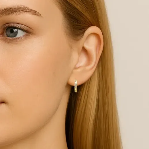 Firmamento Pastilla Square Diamond Earrings in Yellow Gold - Short 2